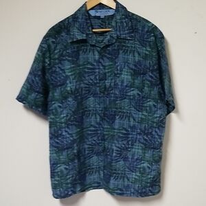 Men's Blue and Green Plaid Casual Shirt